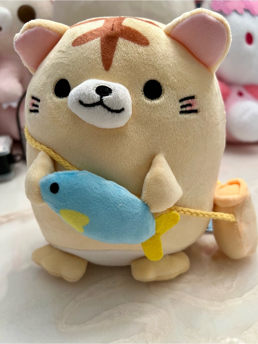 Cute Takashoji Orange Cat Fishing Plush